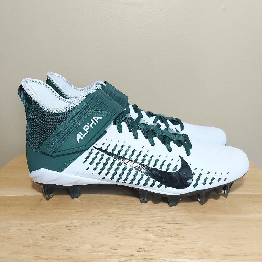 Nike Alpha Menace Pro 2 Mid Football Cleats White Green BV3945-107 Men's 12.5